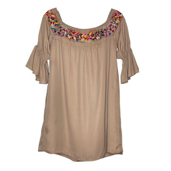 Boho Tunic Dress Bell Sleeves Embroidery Lined Size XS Va Va by Joy Han - Picture 8 of 15